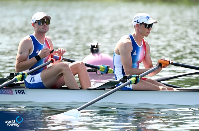 Hugo Beurey (b), Ferdinand Ludwig (s), Lightweight Men's Double Sculls, France, 2024 Olympic Games Rowing Regatta, Paris, France / © World Rowing / Detlev Seyb