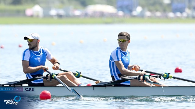 Antonios Papakonstantinou (b), Petros Gkaidatzis (s), Lightweight Men's Double Sculls, Greece, 2024 Olympic Games Rowing Regatta, Paris, France / © World Rowing / Detlev Seyb
