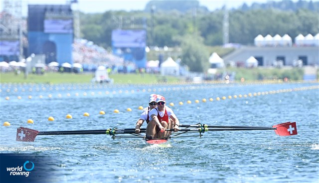 Joel Schuerch (b), Tim Roth, Patrick Brunner, Kai Schaetzle (s), Men's Four, Switzerland, 2024 Olympic Games Rowing Regatta, Paris, France / © World Rowing / Detlev Seyb