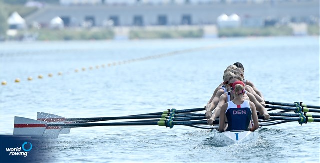 Nanna Vigild (b), Karen Mortensen, Clara Hornnaess, Sara Maria Johansen, Frida Werner Foldager, Caroline Munch, Sofie Vikkelsoee, Nikoline Laidlaw (s), Sophie Oestergaard (c), Women's Eight, Denmark, 2024 Olympic Games Rowing Regatta, Paris, France / © World Rowing / Detlev Seyb