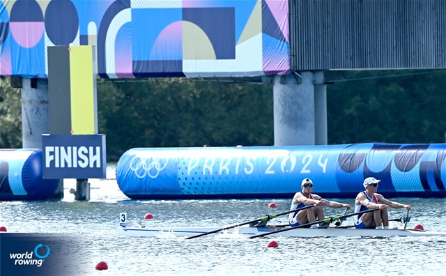 Hugo Beurey (b), Ferdinand Ludwig (s), Lightweight Men's Double Sculls, France, 2024 Olympic Games Rowing Regatta, Paris, France / © World Rowing / Detlev Seyb