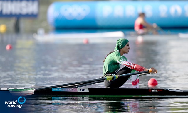 Fatemeh Mojallaltopraghghale, Women's Single Sculls, Islamic Republic of Iran, 2024 Olympic Games Rowing Regatta, Paris, France / © World Rowing / Detlev Seyb