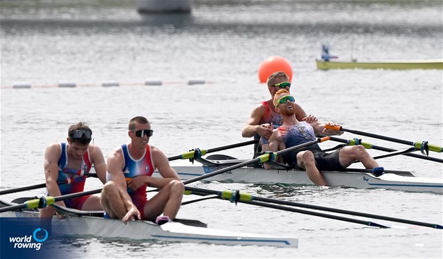 Jiri Simanek (b), Miroslav Vrastil (s), Lightweight Men's Double Sculls, Czechia, 2024 Olympic Games Rowing Regatta, Paris, France &#169; World Rowing / Detlev Seyb