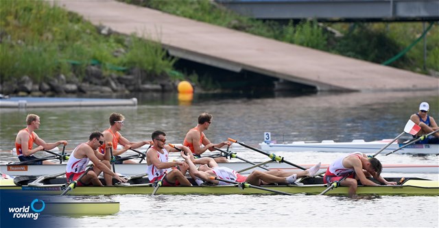 Dominik Czaja (b), Mateusz Biskup, Miroslaw Zietarski, Fabian Baranski (s), Men's Quadruple Sculls, Poland, 2024 Olympic Games Rowing Regatta, Paris, France &#169; World Rowing / Detlev Seyb