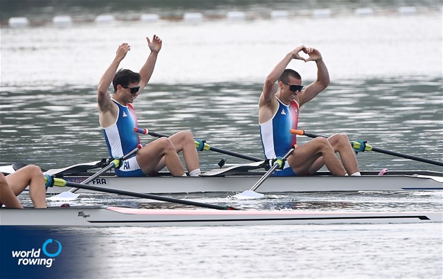 Hugo Beurey (b), Ferdinand Ludwig (s), Lightweight Men's Double Sculls, France, 2024 Olympic Games Rowing Regatta, Paris, France / © World Rowing / Detlev Seyb