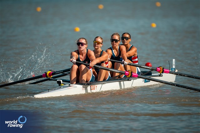 Nadja Yaroschuk (b), Anna Jensen, Sue Holderness, Paula Becher (s), Under 23 Women's Four, United States of America, 2024 World Rowing Senior, Under 23 & Under 19 Championships, St Catharines, Canada / © World Rowing / Benedict Tufnell