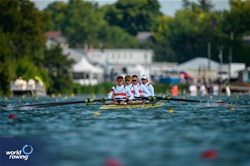 Valentin Wiering (b), Justus Beckmann, Tom Olbrich, Franz Rudolph (s), Leonard Rieth (c), Under 23 Men's Coxed Four, Germany, 2024 World Rowing Senior, Under 23 & Under 19 Championships, St Catharines, Canada / © World Rowing / Benedict Tufnell