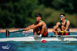 Emilio Garcia (b), Jose Navarro (s), Under 23 Lightweight Men's Pair, Mexico, 2024 World Rowing Senior, Under 23 & Under 19 Championships, St Catharines, Canada / © World Rowing / Benedict Tufnell