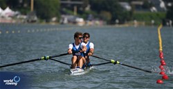 Alessandro Timpanaro (b), Edoardo Caramaschi (s), Under 23 Men's Pair, Italy, 2024 World Rowing Senior, Under 23 & Under 19 Championships, St Catharines, Canada / © Maren Derlien / MyRowingPhoto.com