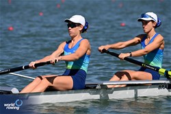 Lara Postiglioni (b), Mariana Macedo (s), Under 23 Women's Pair, Brazil, 2024 World Rowing Senior, Under 23 & Under 19 Championships, St Catharines, Canada / © Detlev Seyb / MyRowingPhoto.com