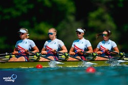 Terezie Janstova (b), Alena Dankova, Alzbeta Zavadilova, Veronika Cinkova (s), Under 23 Women's Quadruple Sculls, Czechia, 2024 World Rowing Senior, Under 23 & Under 19 Championships, St Catharines, Canada / © World Rowing / Benedict Tufnell
