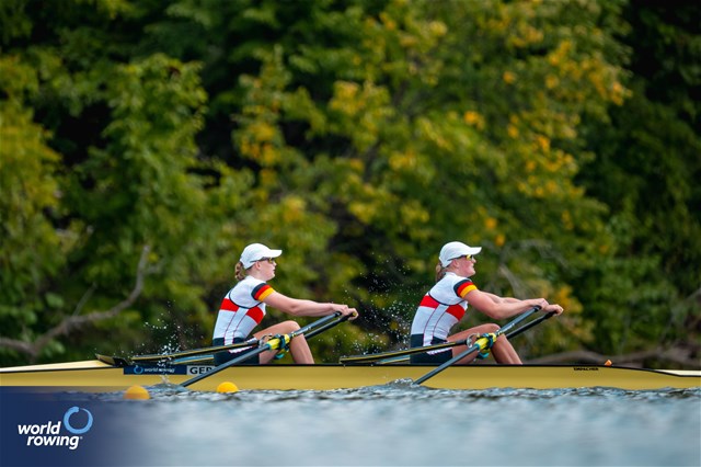 Charlotte Luster (b), Lena Woelke (s), Under 23 Women's Double Sculls, Germany, 2024 World Rowing Senior, Under 23 & Under 19 Championships, St Catharines, Canada / © World Rowing / Benedict Tufnell