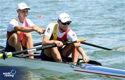 Nichita Naumciuc (b), Dmitrii Zincenco (s), Lightweight Men's Pair, Republic of Moldova, 2024 World Rowing Senior, Under 23 & Under 19 Championships, St Catharines, Canada / © Maren Derlien / MyRowingPhoto.com