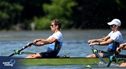 Konrad Hultsch (b), Paul Ruttmann (s), Lightweight Men's Pair, Austria, 2024 World Rowing Senior, Under 23 & Under 19 Championships, St Catharines, Canada / © Detlev Seyb / MyRowingPhoto.com