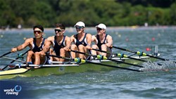 Casey Howshall (b), Ian Richardson, James Mccullough, Jasper Liu (s), Lightweight Men's Quadruple Sculls, United States of America, 2024 World Rowing Senior, Under 23 & Under 19 Championships, St Catharines, Canada / © Detlev Seyb / MyRowingPhoto.com