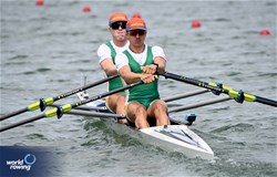 Matthew Ward (b), Braden Howard (s), Under 23 Men's Double Sculls, South Africa, 2024 World Rowing Senior, Under 23 & Under 19 Championships, St Catharines, Canada / © Detlev Seyb / MyRowingPhoto.com