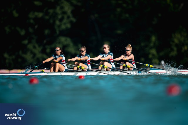 Rosemary Varney (b), Lindsey Williams, Olivia Vavasour, Amelia Demopoulos (s), Under 23 Women's Quadruple Sculls, United States of America, 2024 World Rowing Senior, Under 23 & Under 19 Championships, St Catharines, Canada / © World Rowing / Benedict Tufnell