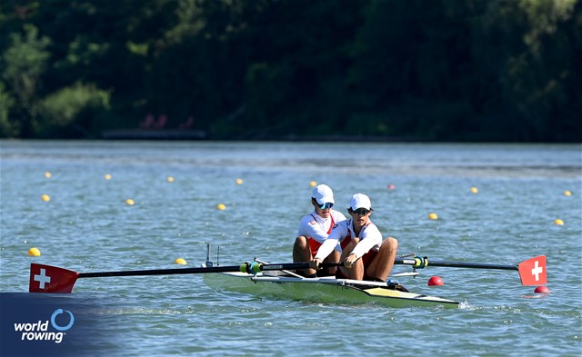 Nevio Kerler (b), Christopher Muehl (s), Under 19 Men's Pair, Switzerland, 2024 World Rowing Senior, Under 23 & Under 19 Championships, St Catharines, Canada / © Maren Derlien / MyRowingPhoto.com