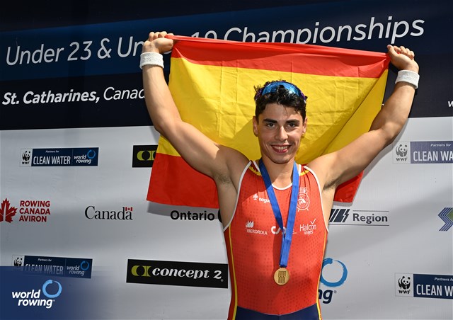 Caetano Xose Horta Pombo, Under 23 Lightweight Men's Single Sculls, Spain, Gold, 2024 World Rowing Senior, Under 23 & Under 19 Championships, St Catharines, Canada / © Detlev Seyb / MyRowingPhoto.com