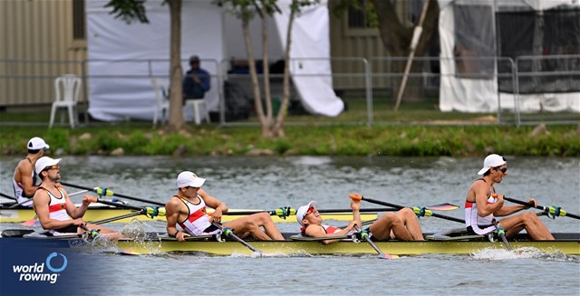 Tim Streib (b), Moritz Marchart, Fabio Kress, Joachim Agne (s), Lightweight Men's Quadruple Sculls, Germany, 2024 World Rowing Senior, Under 23 & Under 19 Championships, St Catharines, Canada / © Detlev Seyb / MyRowingPhoto.com