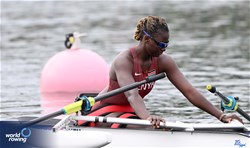 Asiya Sururu, PR1 Women's Single Sculls, Kenya, 2024 Paralympic Games Rowing Regatta, Paris, France / © World Rowing / Detlev Seyb