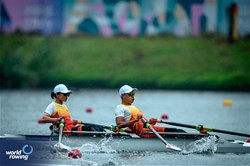 Shuang Liu (b), Jijian Jiang (s), PR2 Mixed Double Sculls, People's Republic of China, 2024 Paralympic Games Rowing Regatta, Paris, France / © World Rowing / Benedict Tufnell