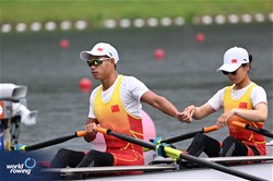 Shuang Liu (b), Jijian Jiang (s), PR2 Mixed Double Sculls, People's Republic of China, 2024 Paralympic Games Rowing Regatta, Paris, France / © World Rowing / Detlev Seyb