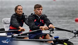 Nursen Sen (b), Yigit Dogukan Bozkurt (s), PR2 Mixed Double Sculls, Turkiye, 2024 Paralympic Games Rowing Regatta, Paris, France / © World Rowing / Detlev Seyb