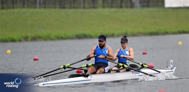 Shahar Milfelder (b), Saleh Shahin (s), PR2 Mixed Double Sculls, Israel, 2024 Paralympic Games Rowing Regatta, Paris, France / © World Rowing / Detlev Seyb