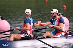 Benjamin Daviet (b), Perle Bouge (s), PR2 Mixed Double Sculls, France, 2024 Paralympic Games Rowing Regatta, Paris, France / © World Rowing / Detlev Seyb