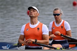 Esther Van Der Loos (b), Corne De Koning (s), PR2 Mixed Double Sculls, Netherlands, 2024 Paralympic Games Rowing Regatta, Paris, France / © World Rowing / Detlev Seyb