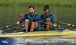Diana Cristina Barcelos De Oliveira (b), Jairo Natanael Frohlich Klug (s), PR3 Mixed Double Sculls, Brazil, 2024 Paralympic Games Rowing Regatta, Paris, France / © World Rowing / Detlev Seyb