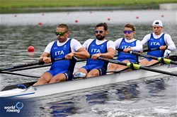 Carolina Foresti (b), Greta Elizabeth Muti, Tommaso Schettino, Marco Frank (s), Enrico D'Aniello (c), PR3 Mixed Coxed Four, Italy, 2024 Paralympic Games Rowing Regatta, Paris, France / © World Rowing / Detlev Seyb