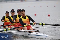 Xixi Wang (b), Wanbin Zeng, Yunlong Wu, Lingtao Jiang (s), Li Yu (c), PR3 Mixed Coxed Four, People's Republic of China, 2024 Paralympic Games Rowing Regatta, Paris, France / © World Rowing / Detlev Seyb