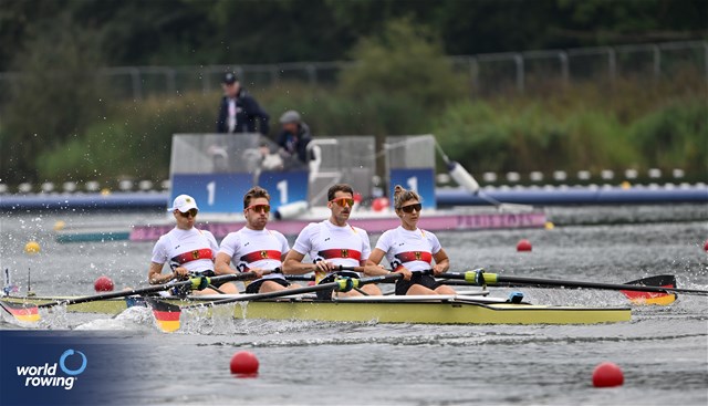 Susanne Lackner (b), Valentin Luz, Marc Lembeck, Kathrin Marchand (s), Inga Thoene (c), PR3 Mixed Coxed Four, Germany, 2024 Paralympic Games Rowing Regatta, Paris, France / © World Rowing / Detlev Seyb