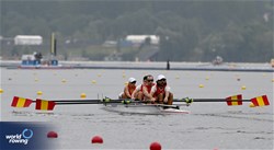 Josefa Benitez Guzman (b), Veronica Rodriguez Pulido, Saul Pena Puente, Daniel Diaz Alcaide (s), Leonor Garcia Serrano (c), PR3 Mixed Coxed Four, Spain, 2024 Paralympic Games Rowing Regatta, Paris, France / © World Rowing / Detlev Seyb