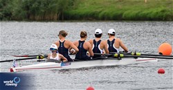 Skylar Dahl (b), Gemma Wollenschlaeger, Alex Flynn, Ben Washburne (s), Emelie Eldracher (c), PR3 Mixed Coxed Four, United States of America, 2024 Paralympic Games Rowing Regatta, Paris, France / © World Rowing / Detlev Seyb