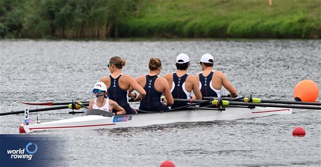 Skylar Dahl (b), Gemma Wollenschlaeger, Alex Flynn, Ben Washburne (s), Emelie Eldracher (c), PR3 Mixed Coxed Four, United States of America, 2024 Paralympic Games Rowing Regatta, Paris, France / © World Rowing / Detlev Seyb