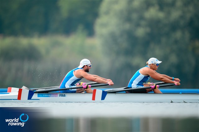 Benjamin Daviet (b), Perle Bouge (s), PR2 Mixed Double Sculls, France, 2024 Paralympic Games Rowing Regatta, Paris, France / © World Rowing / Benedict Tufnell