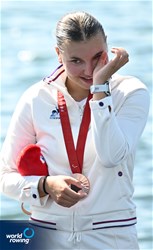 Candyce Chafa (b), PR3 Mixed Coxed Four, France, Bronze, 2024 Paralympic Games Regatta, Paris, France / © World Rowing / Detlev Seyb