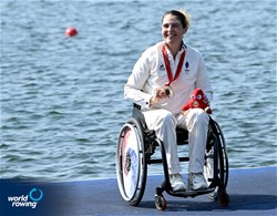 Nathalie Benoit, PR1 Women's Single Sculls, France, Bronze, 2024 Paralympic Games Regatta, Paris, France / © World Rowing / Detlev Seyb