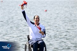 Moran Samuel, PR1 Women's Single Sculls, Israel, Gold, 2024 Paralympic Games Regatta, Paris, France / © World Rowing / Detlev Seyb
