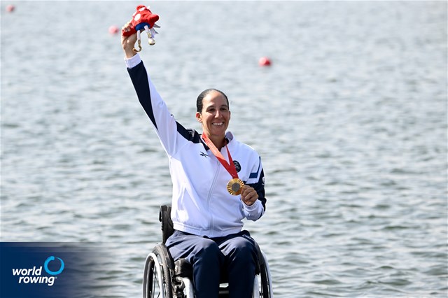 Moran Samuel, PR1 Women's Single Sculls, Israel, Gold, 2024 Paralympic Games Regatta, Paris, France / © World Rowing / Detlev Seyb