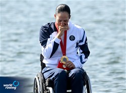 Moran Samuel, PR1 Women's Single Sculls, Israel, Gold, 2024 Paralympic Games Regatta, Paris, France / © World Rowing / Detlev Seyb