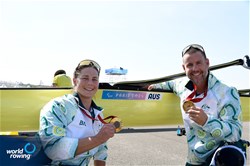 Nikki Ayers (b), Jed Altschwager (s), PR3 Mixed Double Sculls, Australia, 2024 Paralympic Games Regatta, Paris, France / © World Rowing / Detlev Seyb
