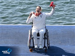 Nathalie Benoit, PR1 Women's Single Sculls, France, Bronze, 2024 Paralympic Games Regatta, Paris, France / © World Rowing / Detlev Seyb