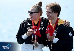 Jan Helmich (b), Hermine Krumbein (s), PR3 Mixed Double Sculls, Germany, Bronze, 2024 Paralympic Games Regatta, Paris, France / © World Rowing / Detlev Seyb