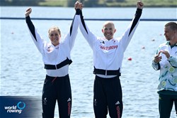 Samuel Murray (b), Annabel Caddick (s), PR3 Mixed Double Sculls, Great Britain, Silver, 2024 Paralympic Games Regatta, Paris, France / © World Rowing / Detlev Seyb