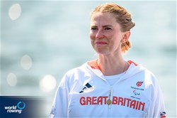 Erin Kennedy (c), PR3 Mixed Coxed Four, Great Britain, Gold, 2024 Paralympic Games Rowing Regatta, Paris, France / © World Rowing / Benedict Tufnell