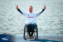 Benjamin Pritchard, PR1 Men's Single Sculls, Great Britain, Gold, 2024 Paralympic Games Rowing Regatta, Paris, France / © World Rowing / Benedict Tufnell